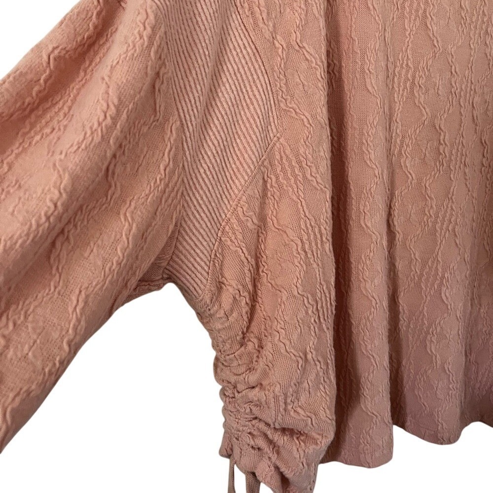 NWT Democracy Textured Pink Sweatshirt Top Ruched Drawstring Side Ties 3X‎